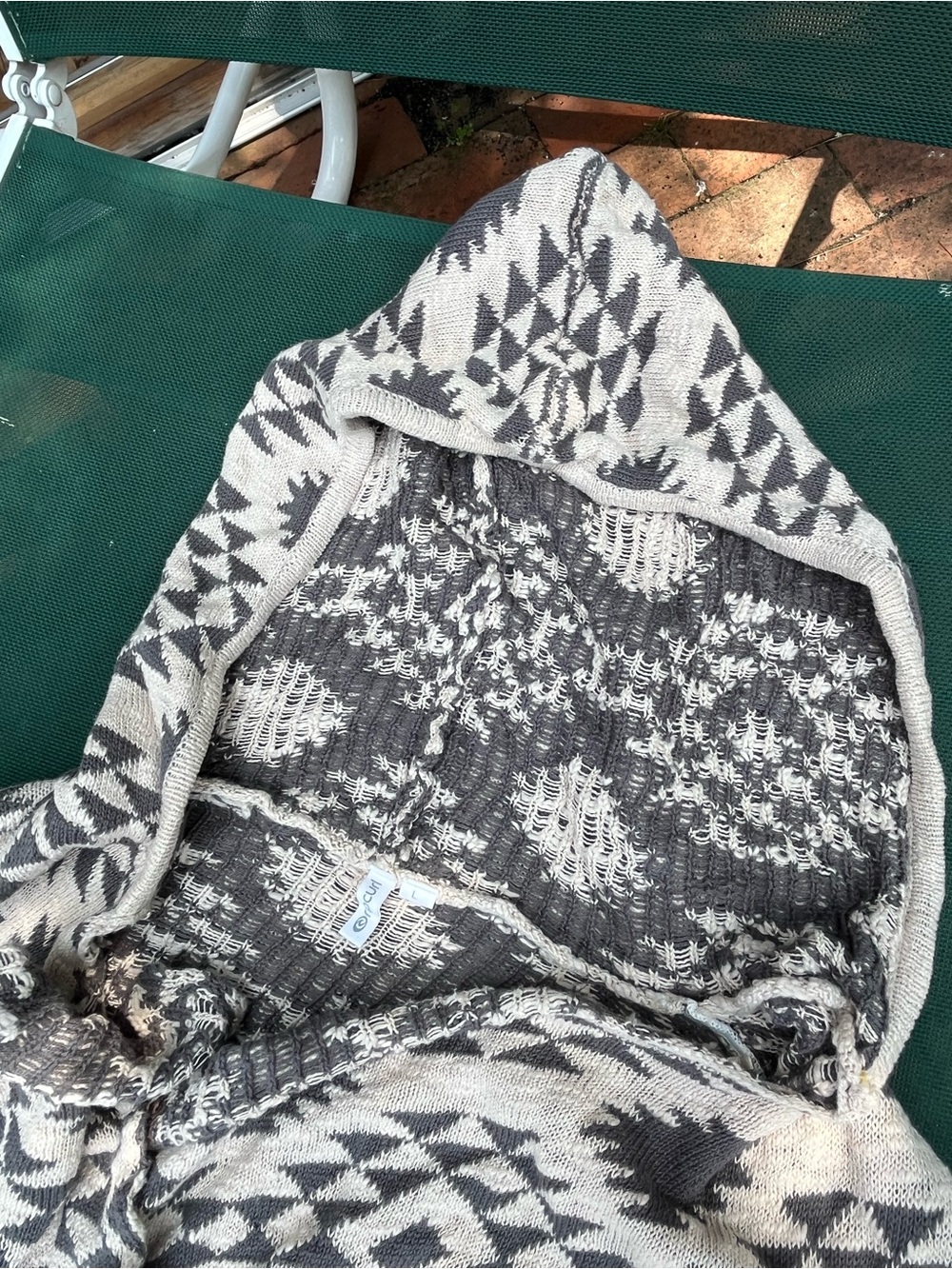 Rip Curl Hooded Tribal hoodie in Cream, Gray and Coral SURF WEAR Sz L - Picture 2 of 8